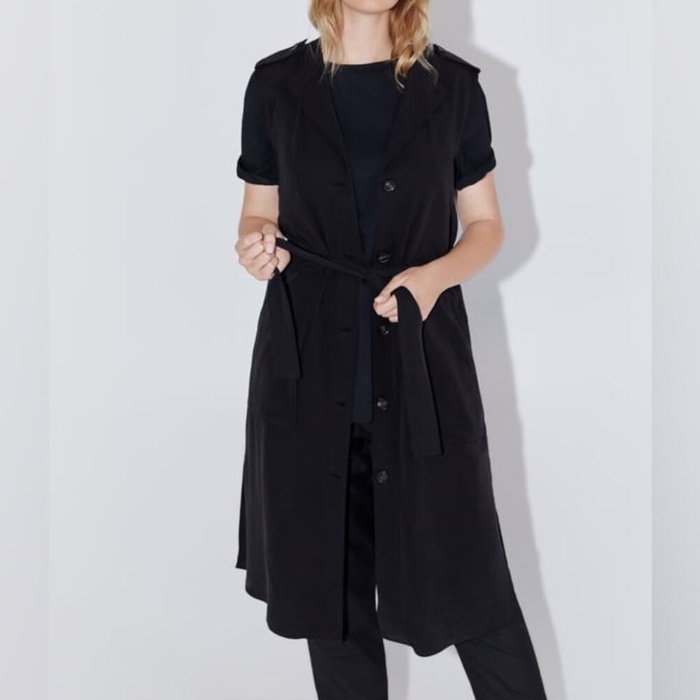 Zara Black Sleeveless Button Down Waist Tie Shirt Dress Size XS - Picture 2 of 10